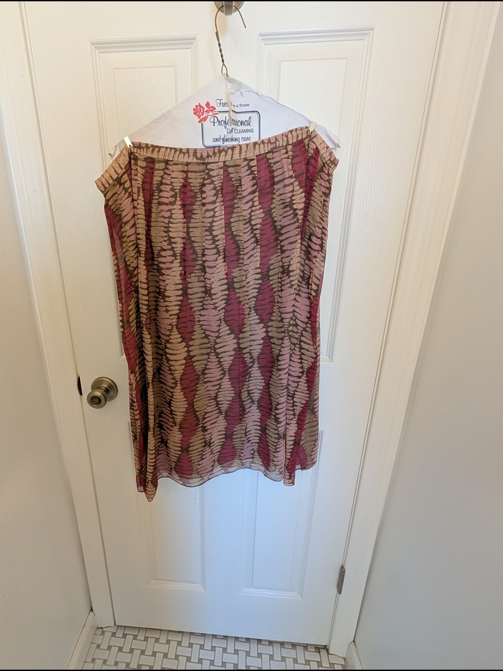 Alfani Pink and Brown Patterned Midi Skirt